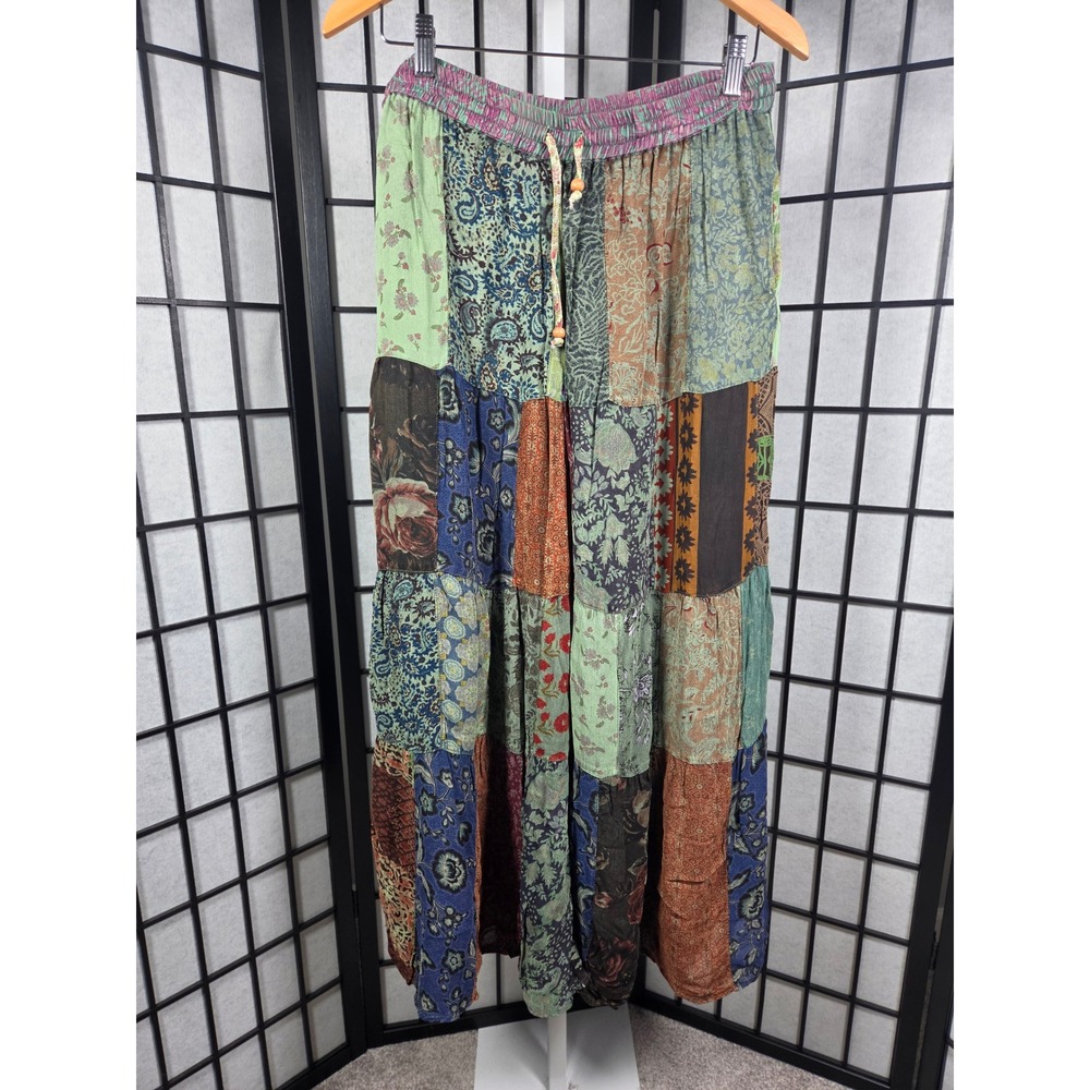 Young Threads Patchwork Boho Hippie Wide Leg Palazzo Pants XL Womens